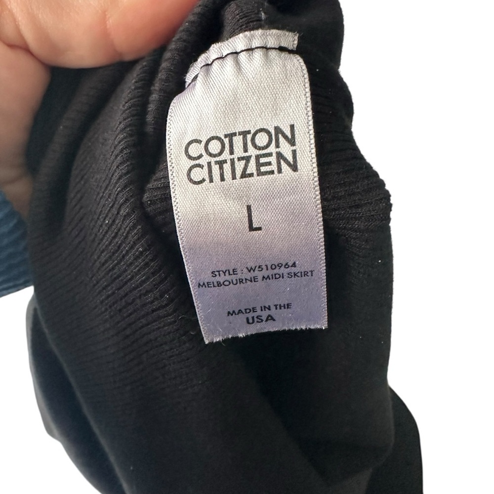Cotton Citizen Melbourne Black Ribbed Midi Skirt w/ Slit | NWOT | Size L - Picture 5 of 9